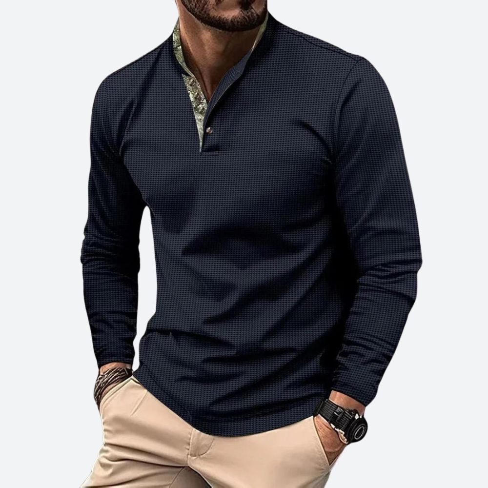 Men's Polo Shirt With Long Sleeves And Breathable Fabric