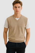 Men's Sweater Vest With V-Neck And Soft Knitted Fabric