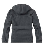 Men's Trench Coat Hooded Wool Blend Faux Fur Lining Buttoned