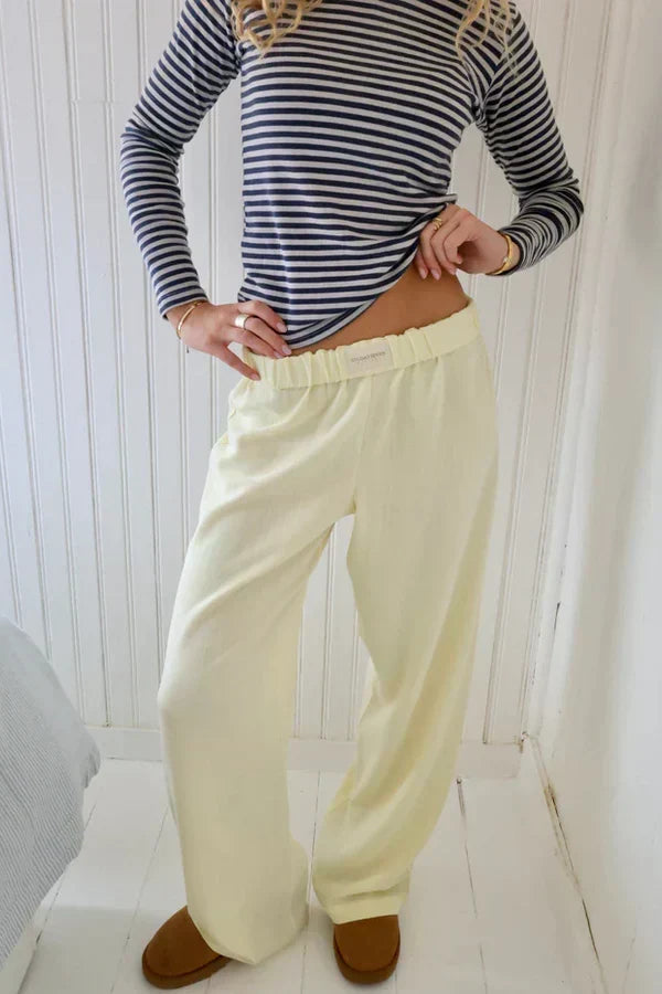 Women's Striped Pants Elastic Waist Loose Fit Relaxed Casual