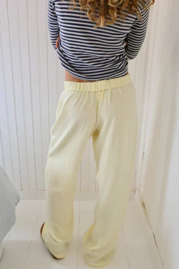 Women's Striped Pants Elastic Waist Loose Fit Relaxed Casual