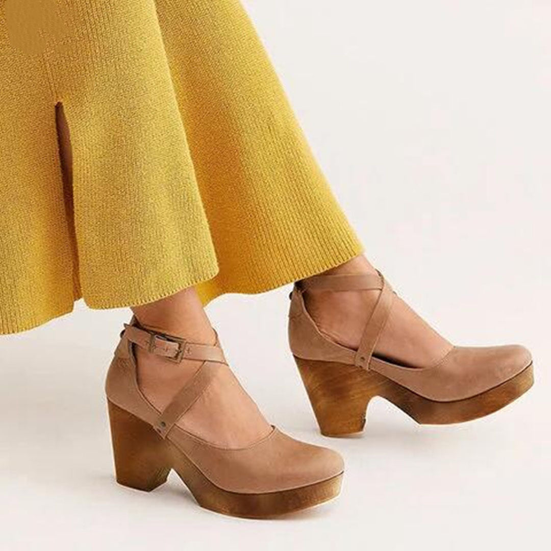 Closed Toe Wedge Heels Ankle Strap