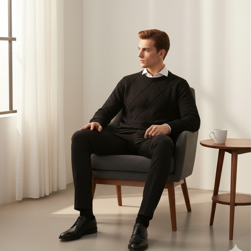 Mens Diamond Knit Sweater