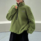 Women's Half Zip Sweatshirt Relaxed Fit Soft Winter Casual