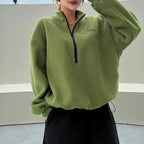 Women's Half Zip Sweatshirt Relaxed Fit Soft Winter Casual