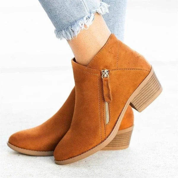 Ankle Boots Suede Side Zip Arch Support Comfort Fall