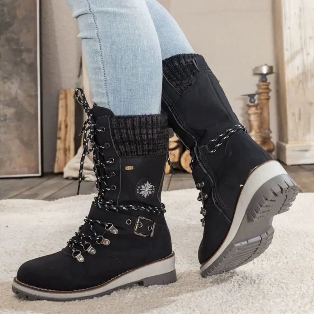 Winter Combat Boots Knitted Cuff Anti Slip Sole Warm Ankle