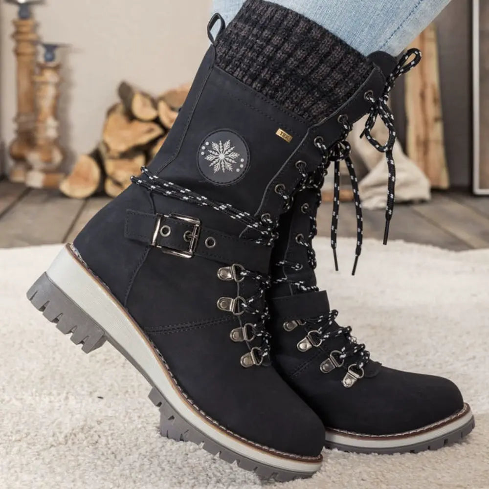 Winter Combat Boots Knitted Cuff Anti Slip Sole Warm Ankle
