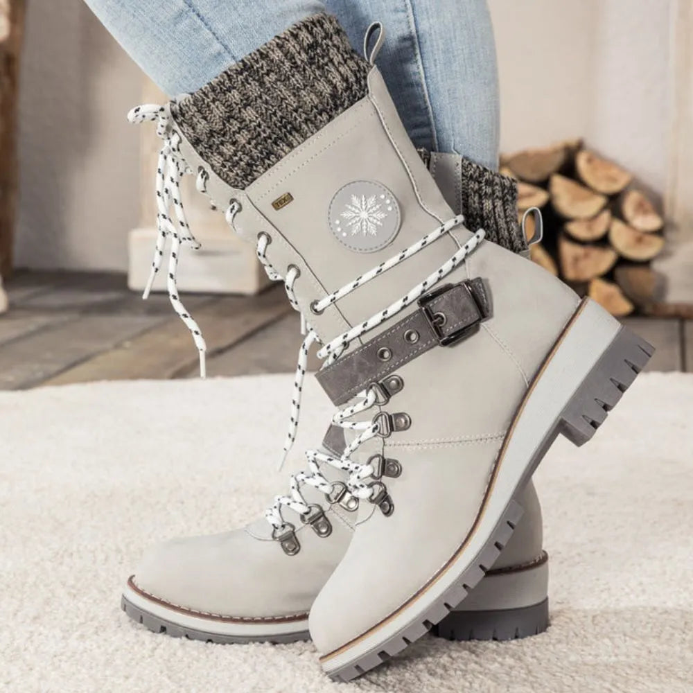 Winter Combat Boots Knitted Cuff Anti Slip Sole Warm Ankle