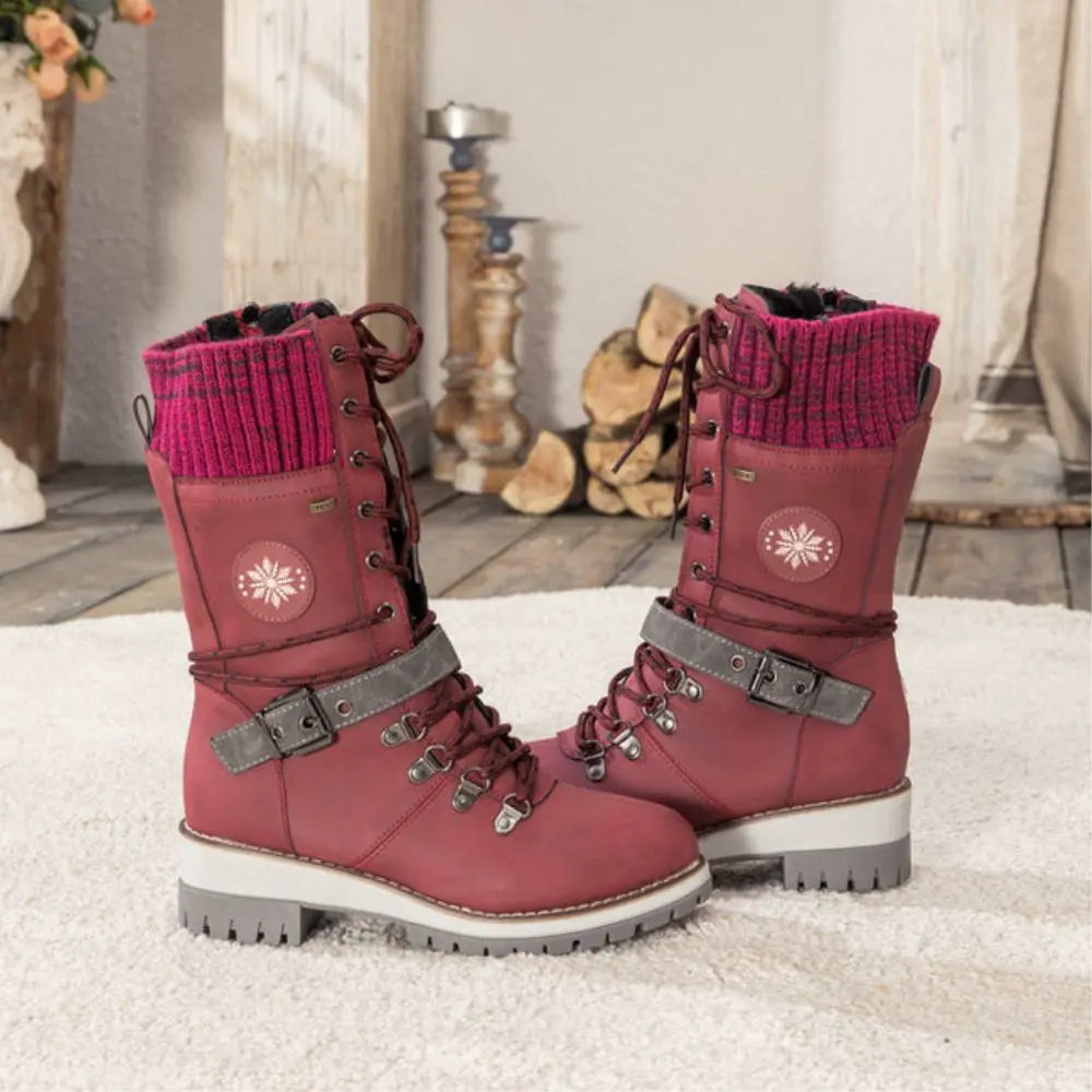 Winter Combat Boots Knitted Cuff Anti Slip Sole Warm Ankle