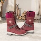 Winter Combat Boots Knitted Cuff Anti Slip Sole Warm Ankle