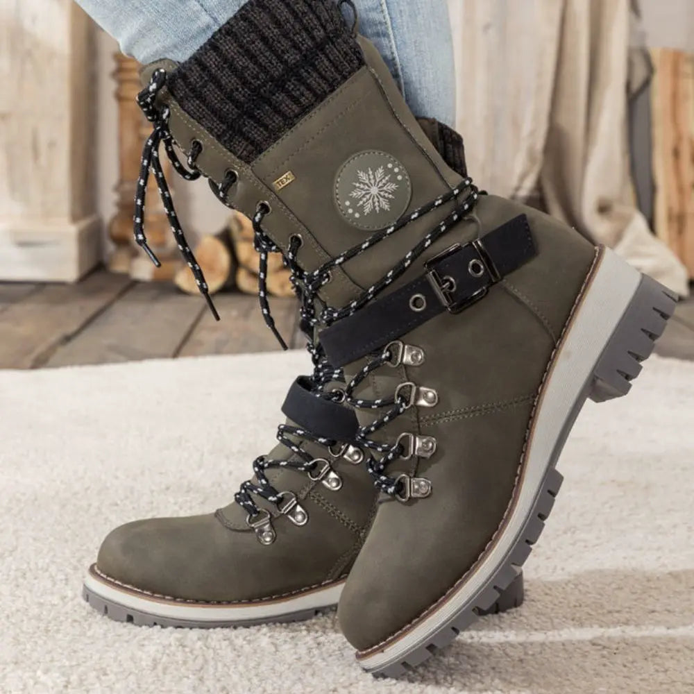 Winter Combat Boots Knitted Cuff Anti Slip Sole Warm Ankle
