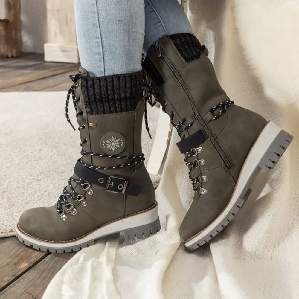 Winter Combat Boots Knitted Cuff Anti Slip Sole Warm Ankle
