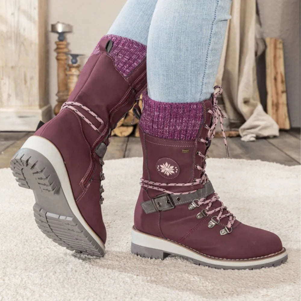 Winter Combat Boots Knitted Cuff Anti Slip Sole Warm Ankle