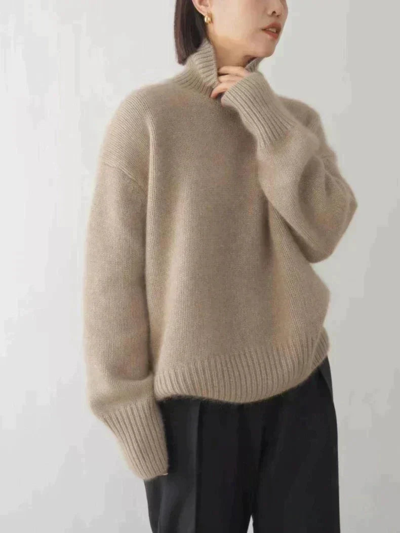 Women's Turtleneck Sweater Soft Knit Semi Fit Relaxed