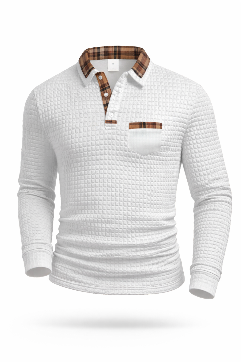 Mens Cotton Polo Long Sleeve Textured Five Color