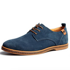 Men's Suede Derby Shoes With Lace-Up Closure And Textured Finish