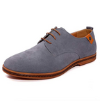 Men's Suede Derby Shoes With Lace-Up Closure And Textured Finish