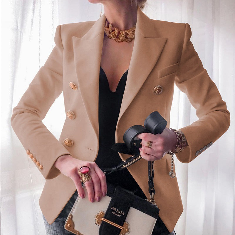 Classic Blazer Tailored Gold Button Structured Shoulder