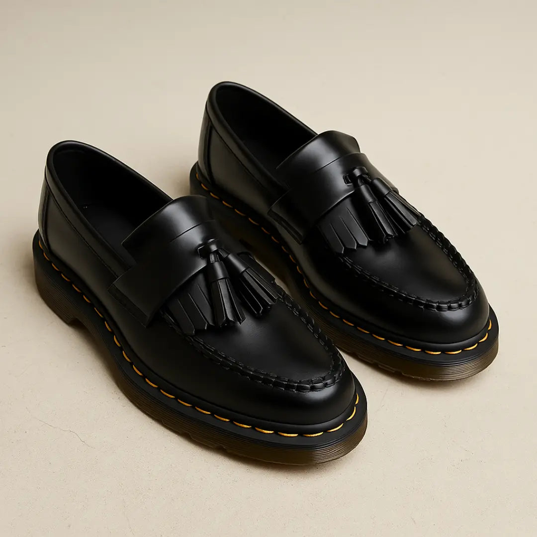 Mens Tassel Loafer Leather Slip On Black