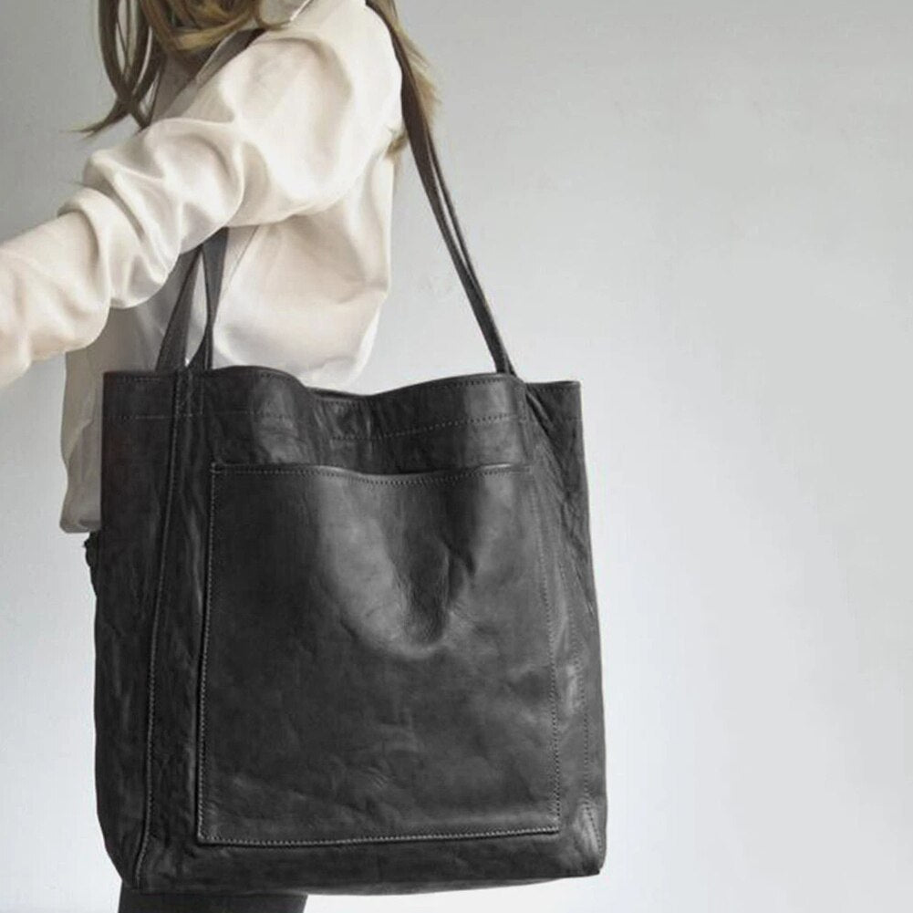 Structured Leather Tote Bag