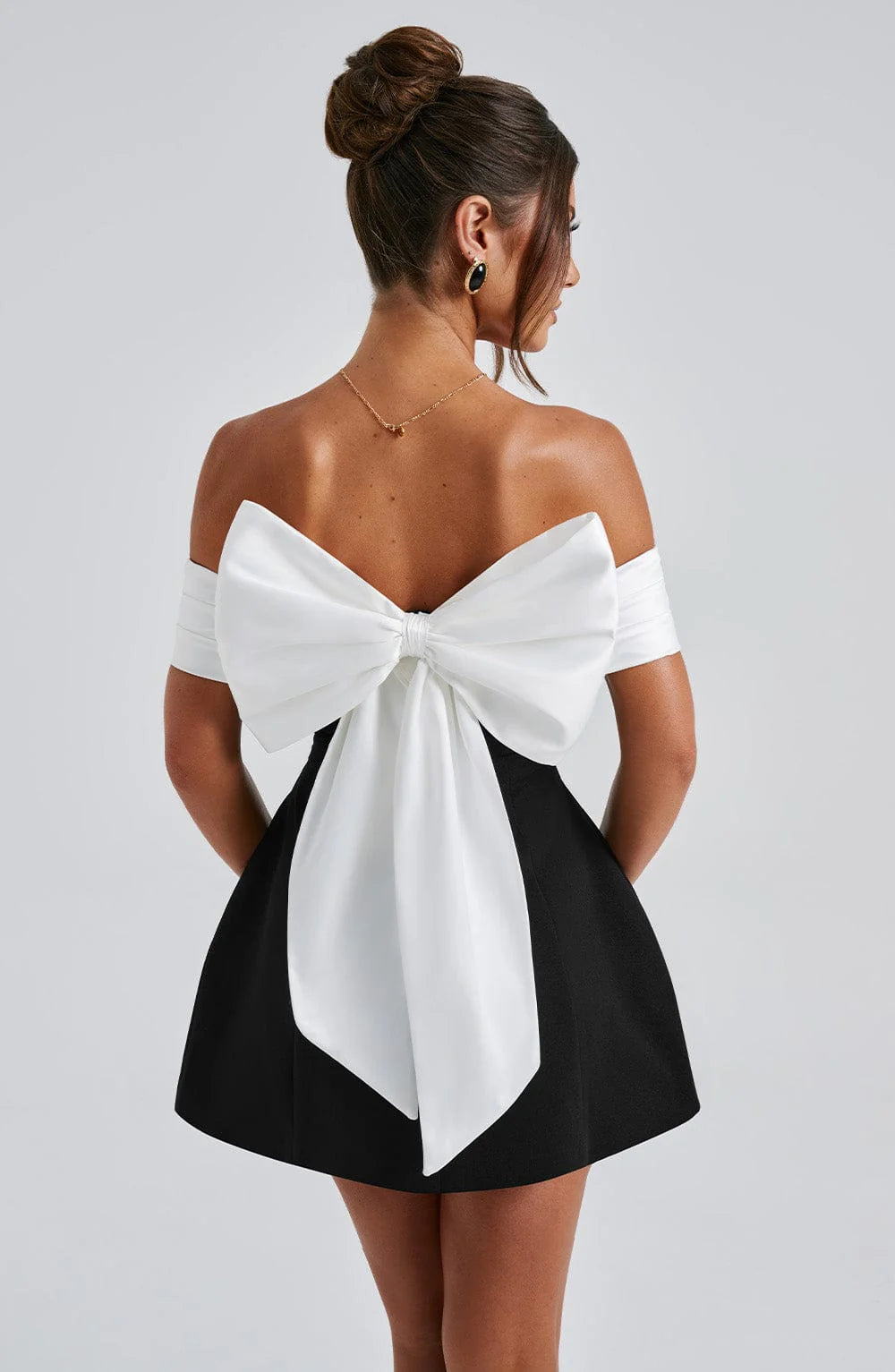 Black White Evening Party Mini Dress