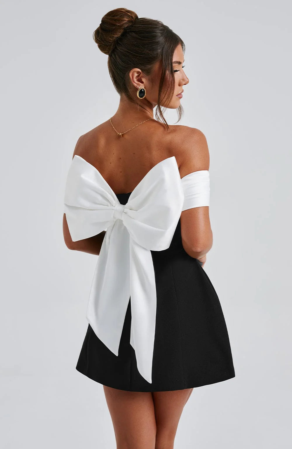 Black White Evening Party Mini Dress