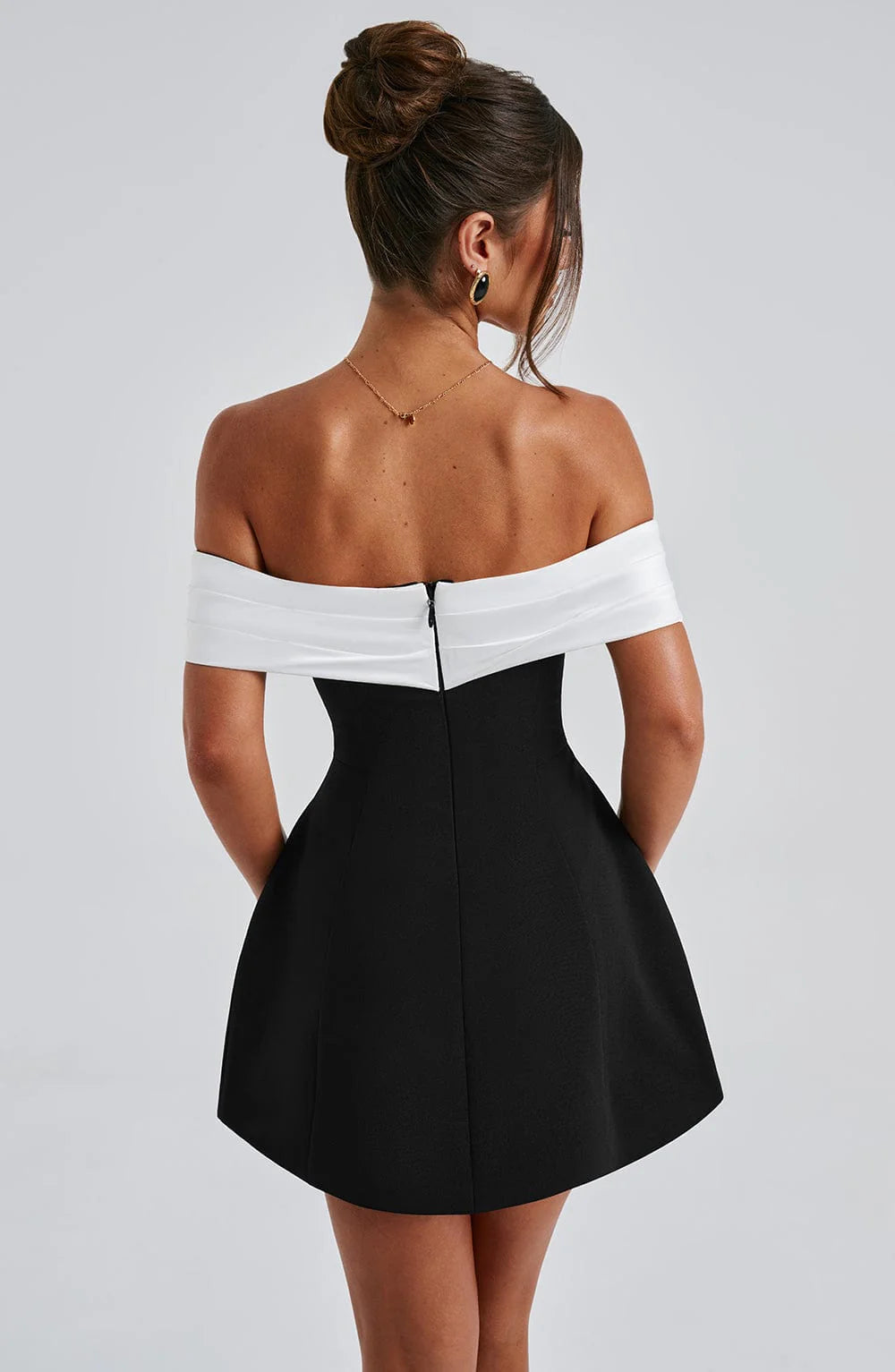 Black White Evening Party Mini Dress