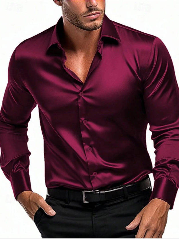 Mens Silk Shirt Button Front