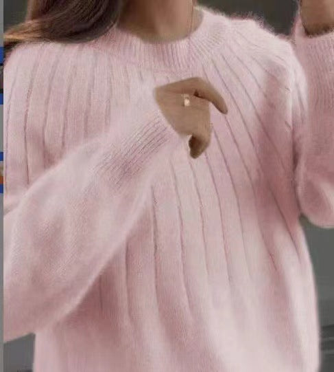 Women's Ribbed Knit Sweater Soft Plus Size Cozy Winter