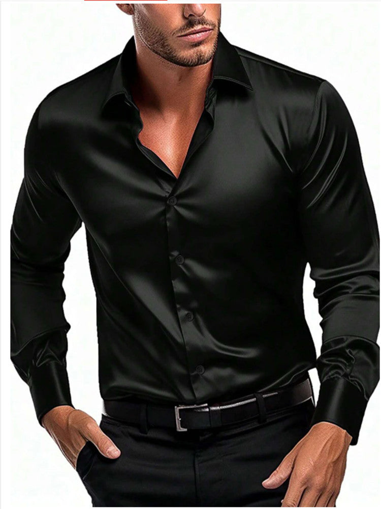 Mens Silk Shirt Button Front