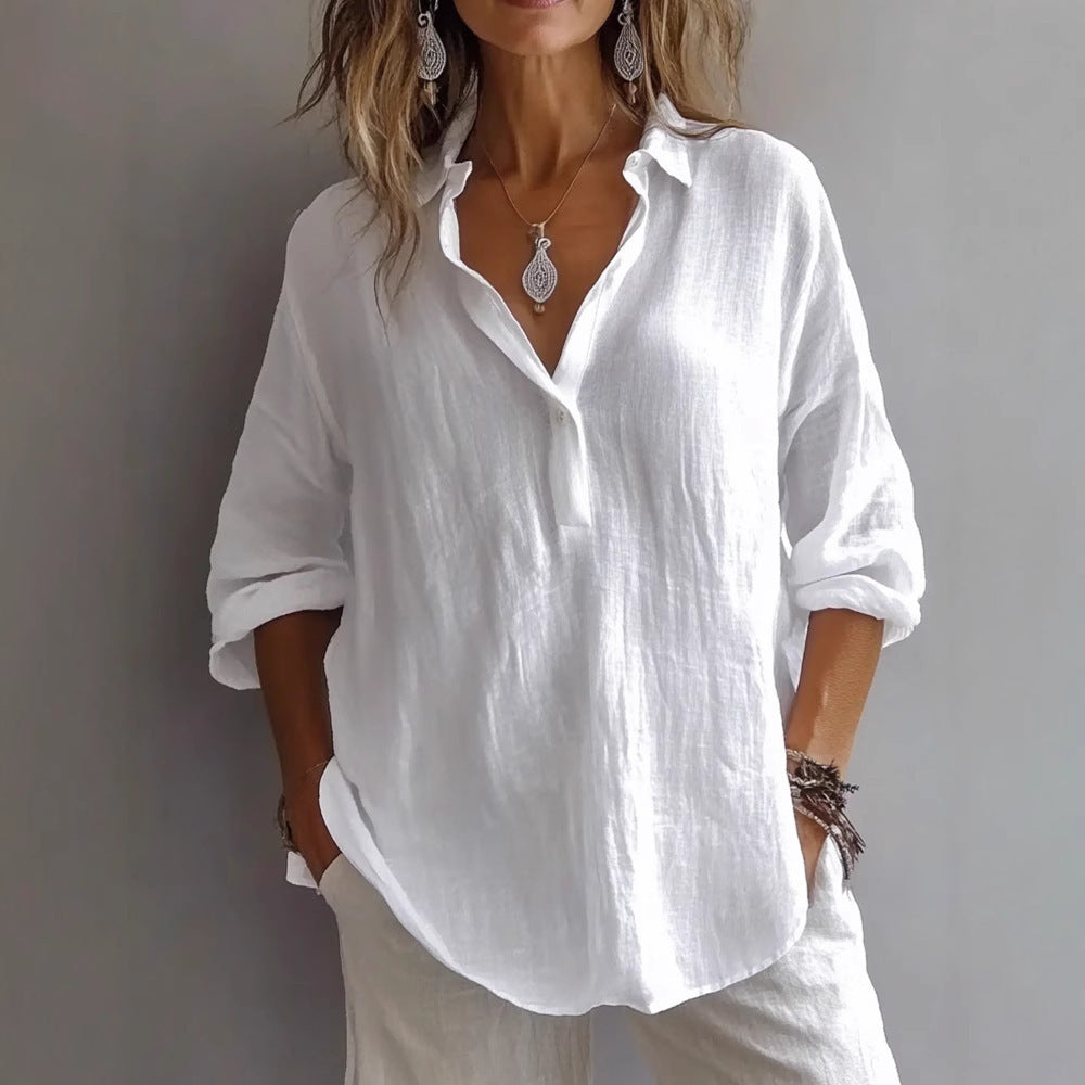 Linen Button Shirt Wide Sleeve