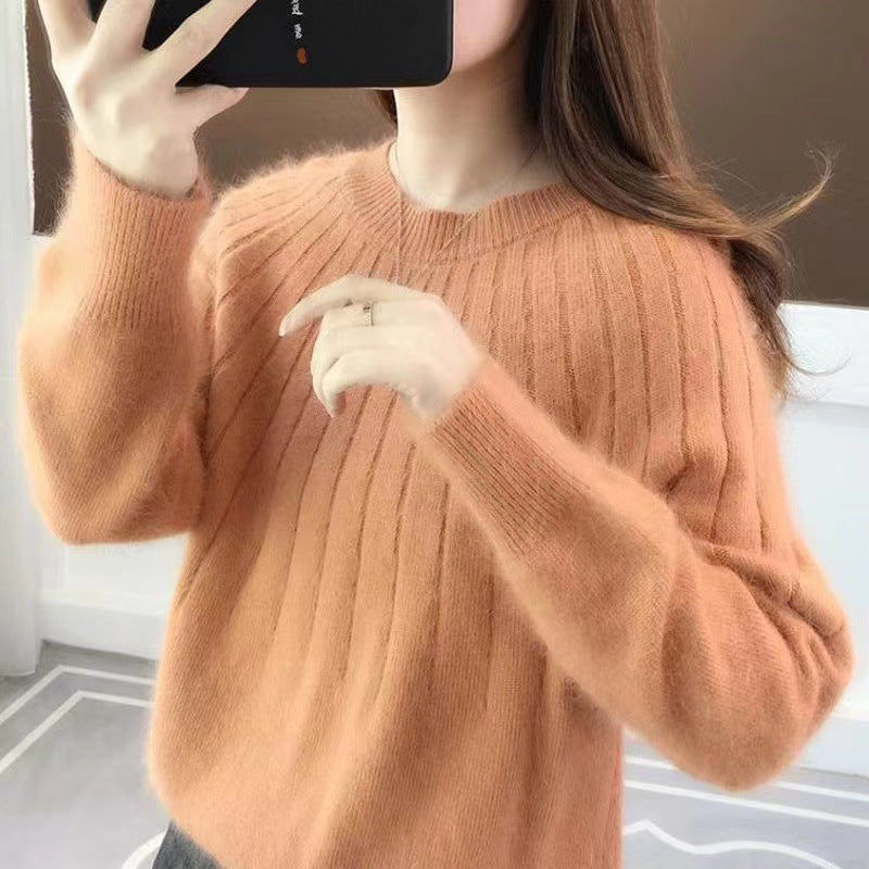 Women's Ribbed Knit Sweater Soft Plus Size Cozy Winter