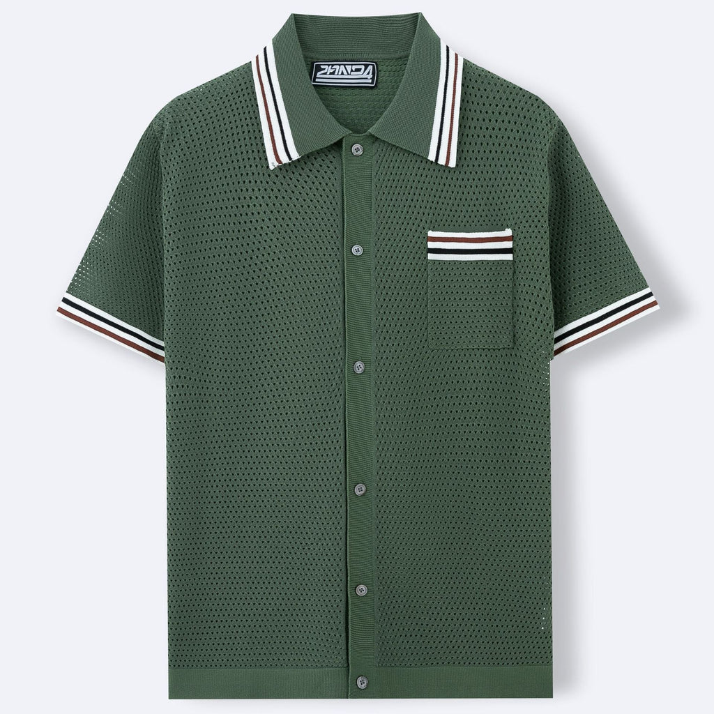 Mens Knit Polo Short Sleeve Viscose Green