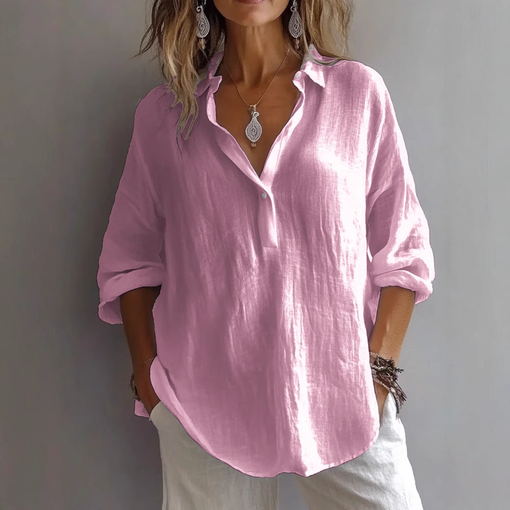 Linen Button Shirt Wide Sleeve