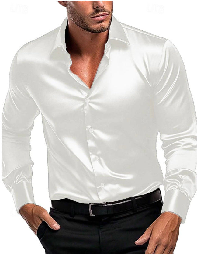 Mens Silk Shirt Button Front