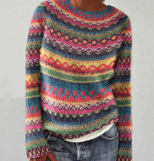 Women's Crew Neck Sweater Textured Knit Soft Casual Winter