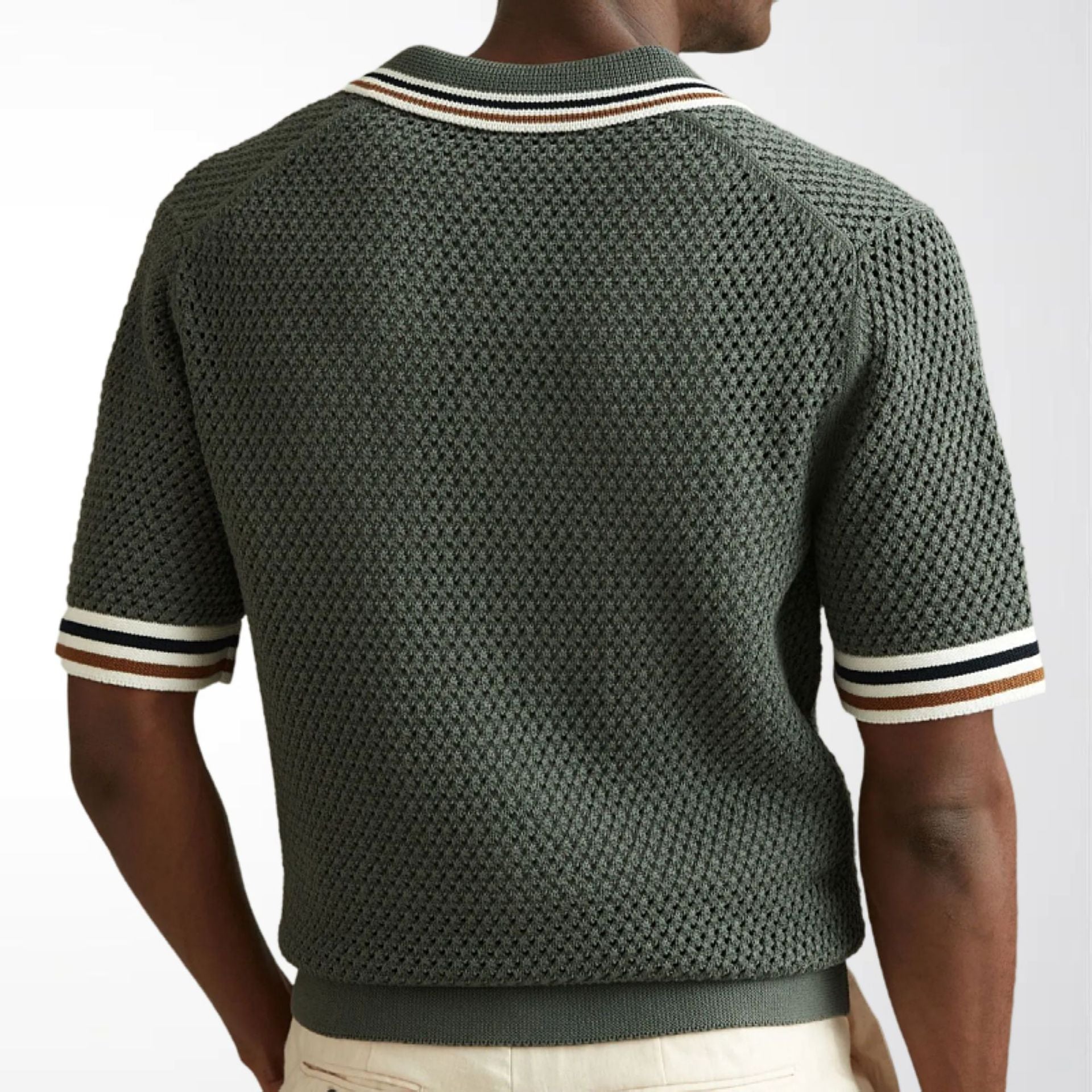 Mens Knit Polo Short Sleeve Viscose Green