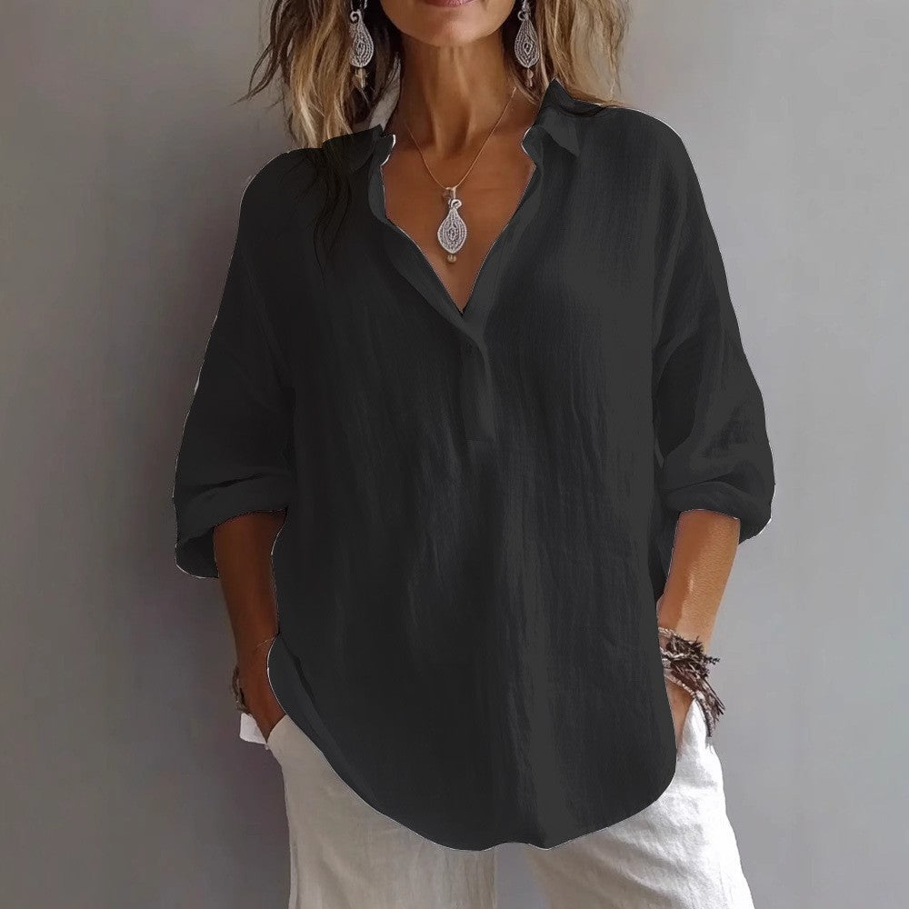 Linen Button Shirt Wide Sleeve