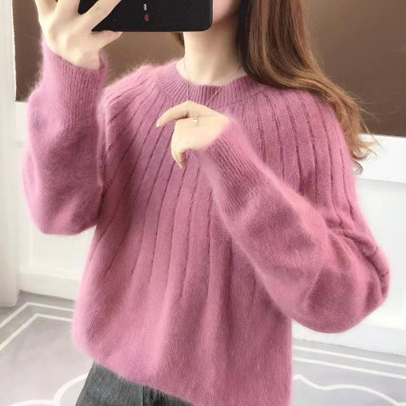 Women's Ribbed Knit Sweater Soft Plus Size Cozy Winter