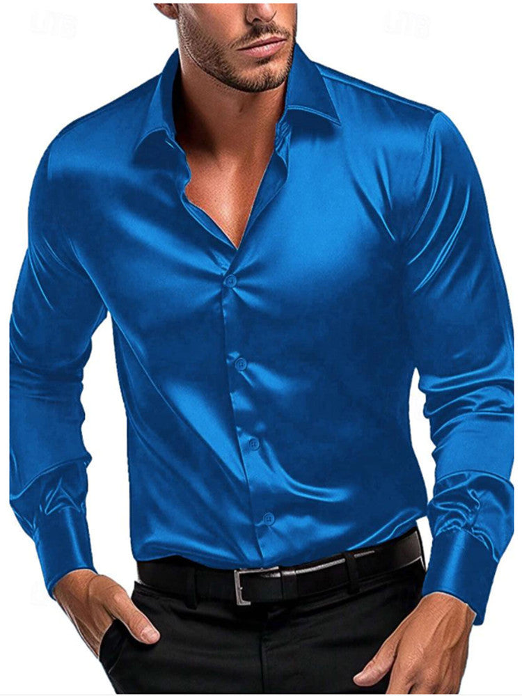 Mens Silk Shirt Button Front