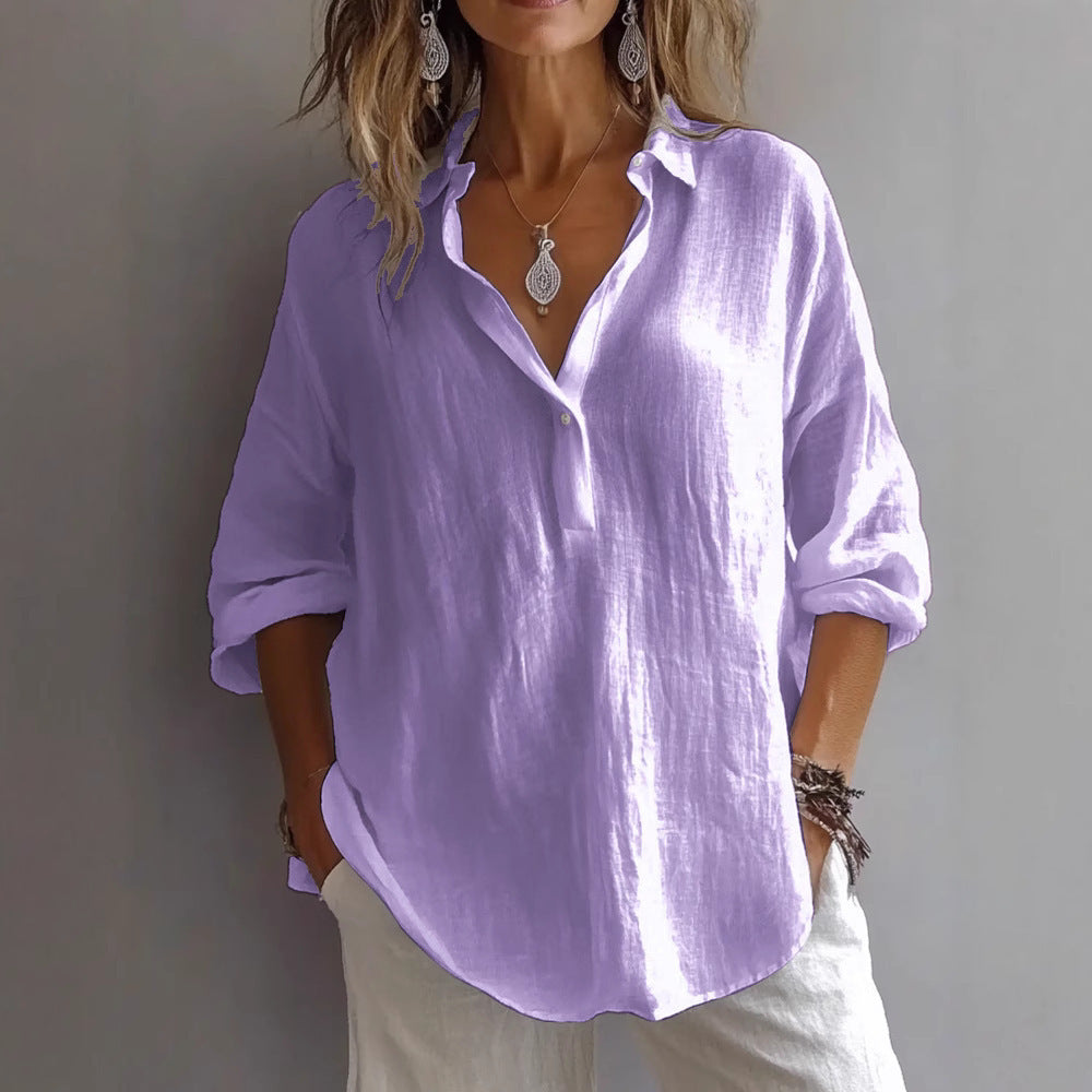 Linen Button Shirt Wide Sleeve