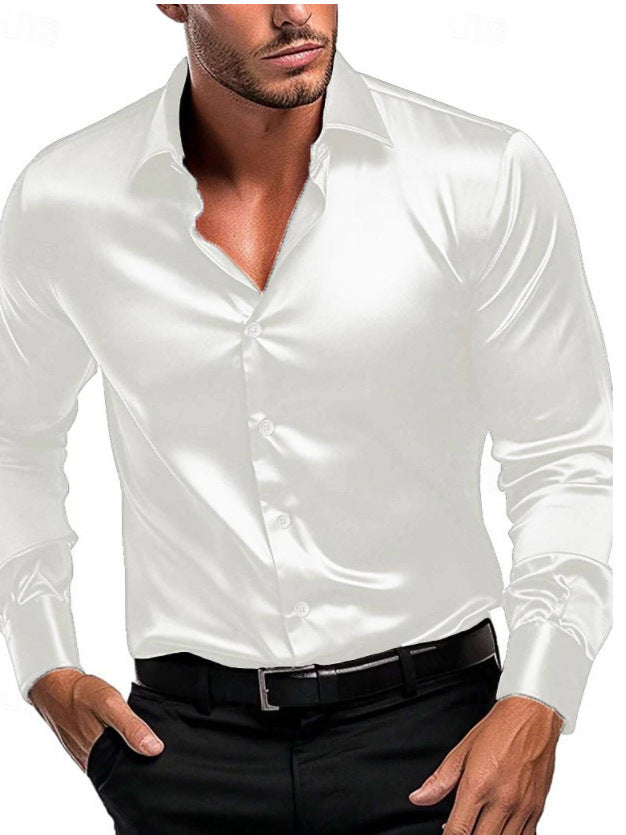 Mens Silk Shirt Button Front