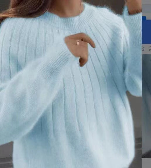 Women's Ribbed Knit Sweater Soft Plus Size Cozy Winter