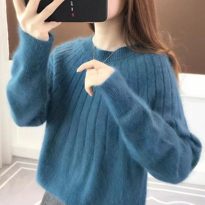 Women's Ribbed Knit Sweater Soft Plus Size Cozy Winter