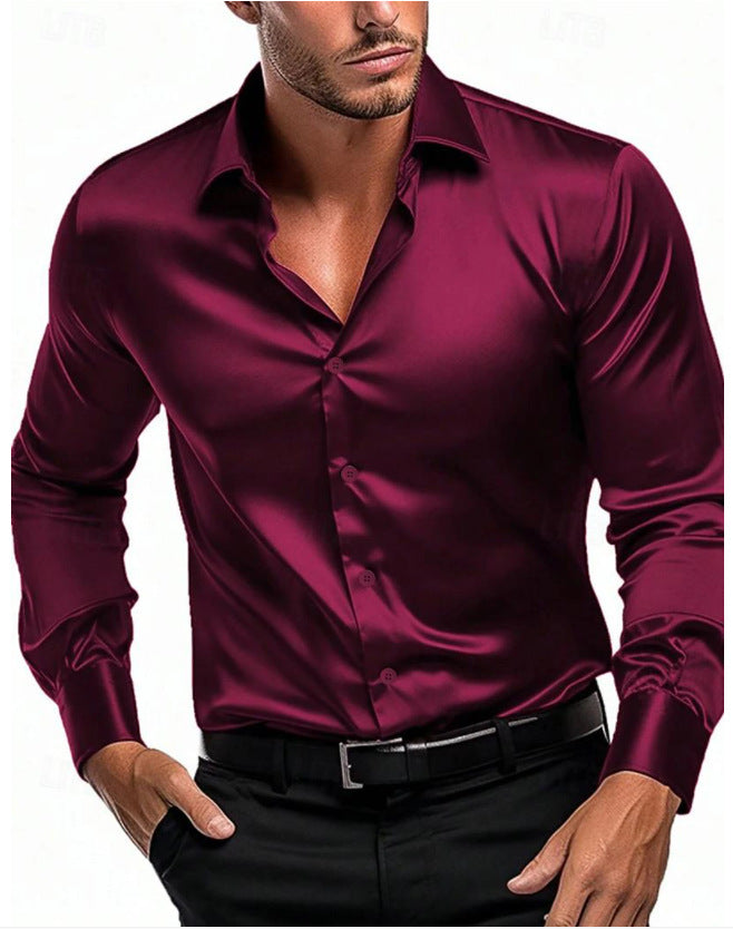 Mens Silk Shirt Button Front
