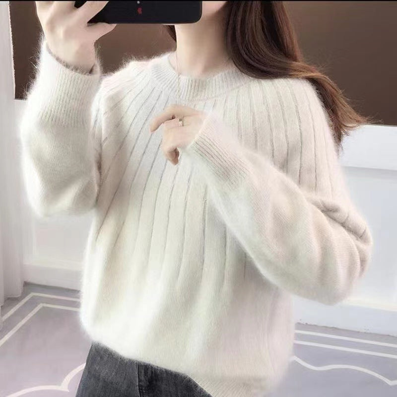 Women's Ribbed Knit Sweater Soft Plus Size Cozy Winter