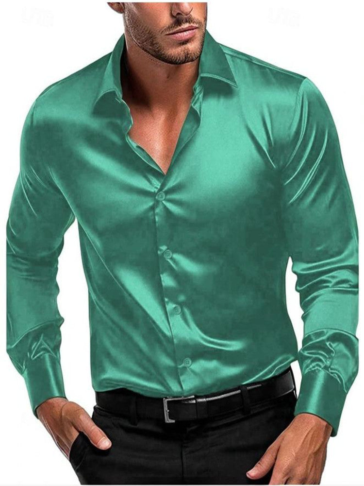 Mens Silk Shirt Button Front