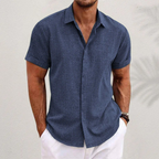 Men's Linen Shirt With Short Sleeves And Airy Fit