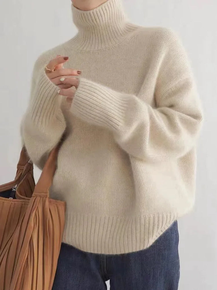 Women's Turtleneck Sweater Soft Knit Elegant Winter Warm
